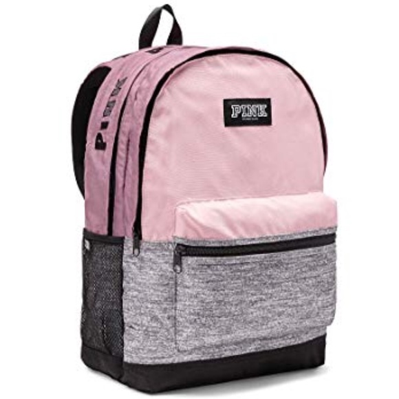 PINK Victoria's Secret Handbags - VS PINK CAMPUS BACKPACK LOGO PINK GRAY